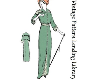 1910s Ladies Dress with Yoke - 1912 Reproduction Sewing Pattern #E6214 - 36 Inch Bust