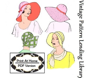 1930s Brimmed Cloche Hat - INSTANT DOWNLOAD - Reproduction 1931 Sewing Pattern #H5651 - PDF- Print at Home