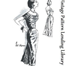 1950s Ladies Ceil Chapman Formal Dress - Reproduction 1958 Sewing Pattern #F1251 - 35 Inch Bust