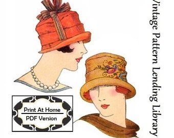 1920s Ladies Pleated Cloche Hat - INSTANT DOWNLOAD - Reproduction 1925 Sewing Pattern #H1440 - PDF- Print at Home