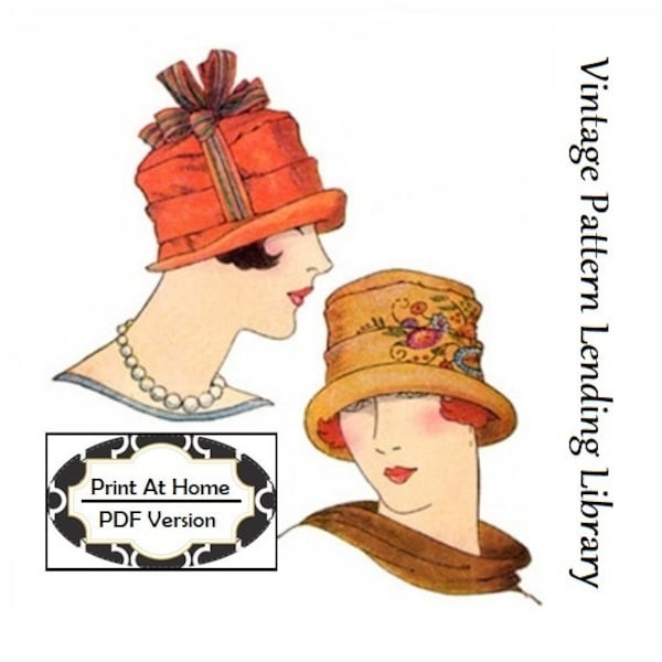 1920s Ladies Pleated Cloche Hat - INSTANT DOWNLOAD - Reproduction 1925 Sewing Pattern #H1440 - PDF- Print at Home