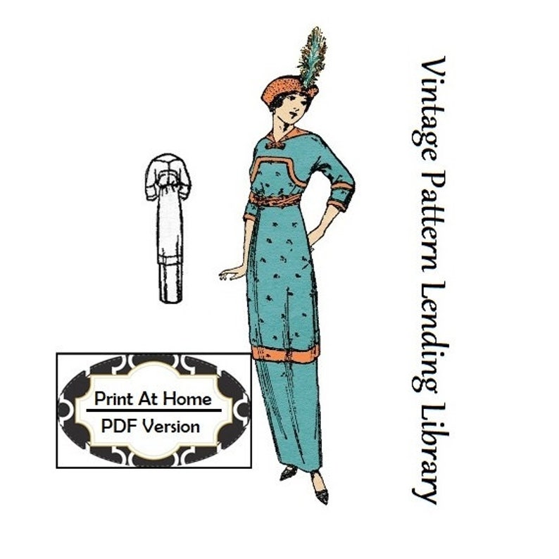 Titanic Dresses & Costumes | 1912 Dresses, Somewhere in Time     1912 Ladies Dress with Flounce - INSTANT DOWNLOAD - Reproduction Sewing Pattern #E6211 - 36 Inch Bust - PDF - Print At Home  AT vintagedancer.com