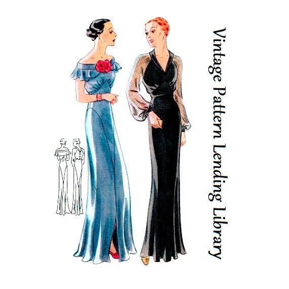 1930s dress vintage sewing pattern reproduction evening gown – Lady Marlowe