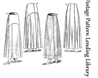 1910s Ladies Seven Gored Pleated Skirt with Optional Yoke - 1915 Late Edwardian Reproduction Sewing Pattern #E7396 - 34 Inch Waist