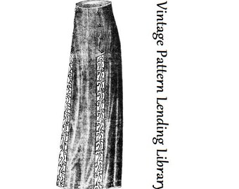 1910s Ladies Skirt with Soutache Detailing - 1912 Reproduction Sewing Pattern #E0162 - 25 Inch Waist