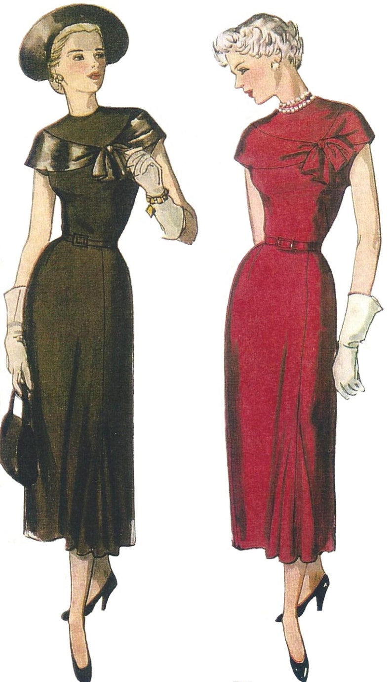 1940s Ladies Dress with Drape INSTANT DOWNLOAD Reproduction 1949 Sewing Pattern F2924 36 Inch Bust PDF Print At Home image 4