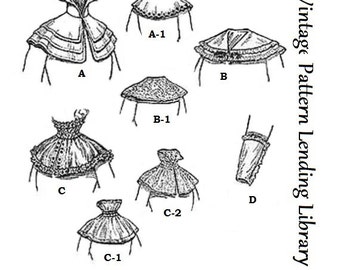 1890s Young Ladies Capelets, Collars and Cuff - Victorian Era - Reproduction (ca. 1894) Sewing Pattern #E8264 - Size ExSmall/Small