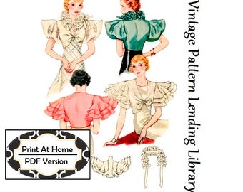 1930s Ladies Evening Coatee - INSTANT DOWNLOAD - Reproduction 1933 Sewing Pattern #T7391 - 34 Inch Bust - PDF - Print At Home