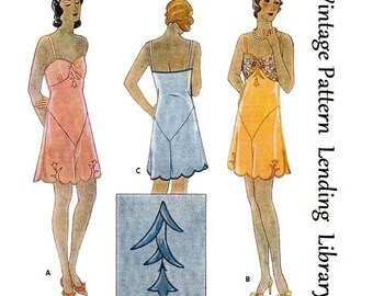 1930s Ladies Step-In Combination Undergarment Wtih Floral Applique - Reproduction 1931 Sewing Pattern #T1847 - 34 Inch Bust
