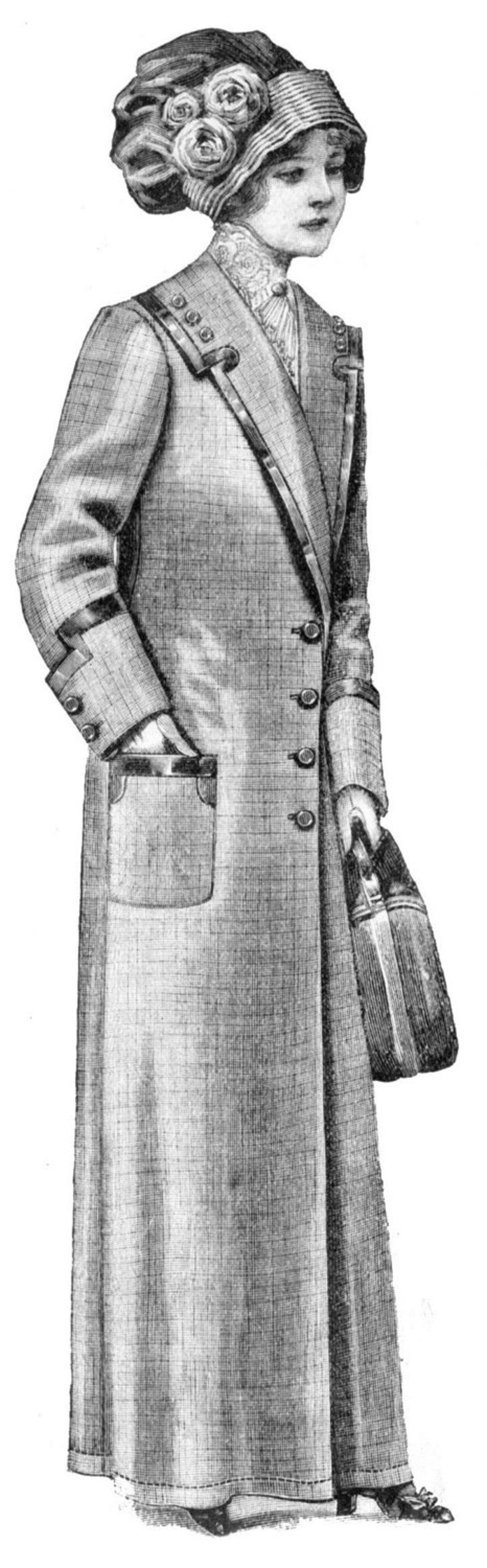 Victorian Jacket, Coat, Ladies Suits | Edwardian, 1910s, WWI 1912 Ladies Duster Coat - Reproduction Sewing Pattern #E0402 - 34 Inch Bust $21.00 AT vintagedancer.com