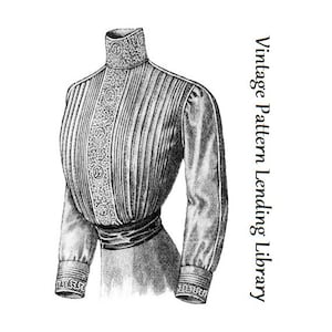 1910s Ladies Pleat Front Blouse With Optional Soutache Detailing - 1912 Reproduction Sewing Pattern #E0335 - 34 Inch Bust