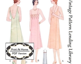 1920s Princess Slip With Three Necklines - INSTANT DOWNLOAD- Reproduction 1929 Sewing Pattern #Z5956 - 34 Bust - PDF - Print At Home