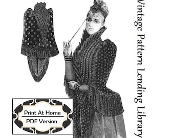 1890s Ladies Mantelet with Medici Collar - INSTANT DOWNLOAD - Late Victorian Reproduction 1891 Sewing Pattern #E0010 - PDF - Print At Home