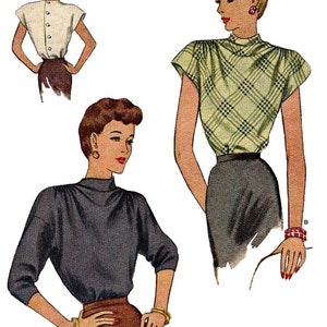 1940s Ladies Cowl-Style Neck Blouse INSTANT DOWNLOAD Reproduction 1946 Sewing Pattern F6690 34 Inch Bust PDF Print at Home image 6