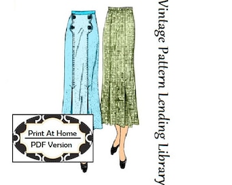 1930s Ladies Skirt With Patch Pockets - INSTANT DOWNLOAD - Reproduction 1936 Sewing Pattern #T1047 - 30 Inch Waist - PDF - Print At Home