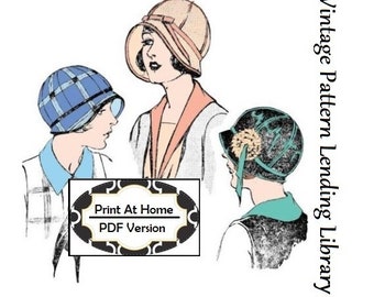 1920s Ladies Cloche Hat with Ribbon Trim -  INSTANT  DOWNLOAD -  Reproduction 1924 Sewing Pattern #H7473 - Print at Home - PDF