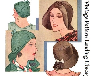 1930s Ladies Hat & Beret - Reproduction 1931 Sewing Pattern #H1819