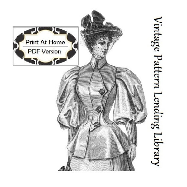 1890s Ladies Robe de Voyage -Traveling Jacket- INSTANT DOWNLOAD - 1895 Reproduction Sewing Pattern #E0177 -32 Inch Bust- PDF - Print At Home