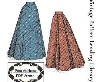 1890s Ladies Back Pleated Fantail Skirt - INSTANT DOWNLOAD - 1897 Reproduction Sewing Pattern #E1491 - 22 Inch Waist - PDF - Print At Home