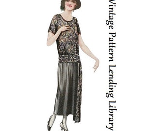 1920s Ladies Slip-On Dress With Pleated Girdle and Sash - Reproduction 1923 Sewing Pattern #Z1606 - 38 Inch Bust