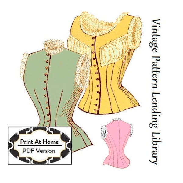 1890s Corset Cover with Optional Bust Puff Padding - 1897 Reproduction Pattern #e0707 - Instant Download -40 Inch Bust - Print At Home