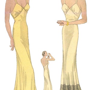 1930s Ladies Low Back Back Evening Slip Reproduction 1934 Sewing Pattern T1466 34 Inch Bust image 3