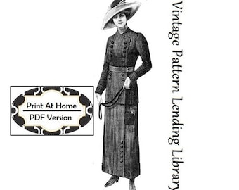 1912 Ladies Traveling Suit - INSTANT DOWNLOAD - Reproduction Sewing Pattern #E1002 - Titanic Era - 36 Inch Bust - PDF - Print At Home