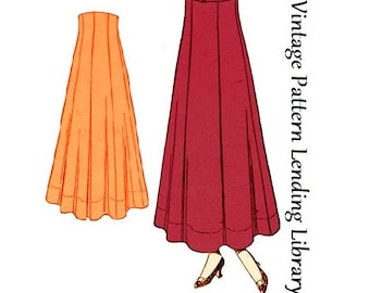 1918 Ladies Seven Gored Skirt - Reproduction Sewing Pattern #E6189 - 30 Inch Waist