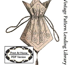 1912 Beaded Drawstring Handbag - INSTANT DOWNLOAD - Reproduction Sewing Pattern #A14794 - Edwardian Era Reticule - PDF - Print At Home