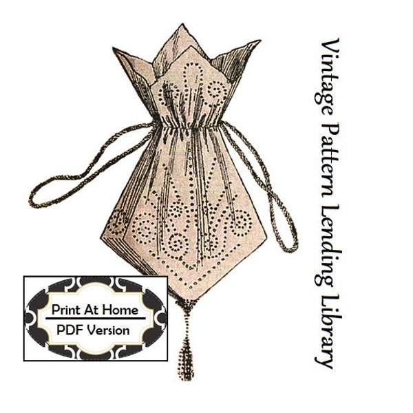 1912 Beaded Drawstring Handbag - INSTANT DOWNLOAD - Reproduction Sewing Pattern #A14794 - Edwardian Era Reticule - PDF - Print At Home