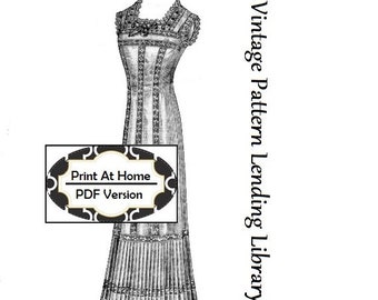 1912 Princess Slip With Lace Insertion - INSTANT DOWNLOAD - Reproduction Sewing Pattern #E0336 - 36 Inch Bust - PDF - Print At Home