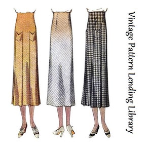 1930s Ladies Skirt With Self Pockets Reproduction 1933 Sewing Pattern T7368 28 Inch Waist image 1
