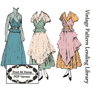 1910s Ladies Dress With Optional Tunic - INSTANT DOWNLOAD - 1918 Reproduction Sewing Pattern #E8744 - 36 Inch Bust - PDF - Print At Home