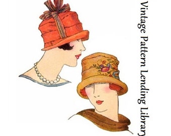 1920s Ladies Pleated Cloche Hat With Optional Ribbon Trim - Reproduction 1925 Sewing Pattern #H1440