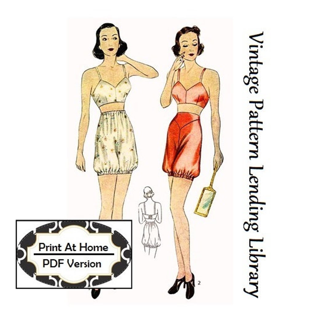 1930s Lingerie Bloomers & Brassiere INSTANT DOWNLOAD 1937 Reproduction  Sewing Pattern t0620 36 Inch Bust Print at Home PDF -  Sweden