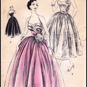 1950s Ladies Formal Dress or Gown Reproduction 1951 Sewing Pattern F7413 32 Inch Bust image 8