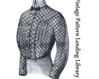 1910s Ladies Blouse With Detachable Collar - 1912 Reproduction Sewing Pattern #E0219 - 34 Inch Bust