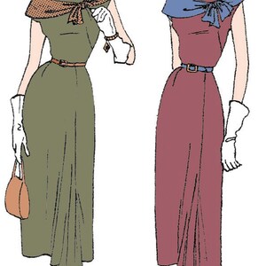 1940s Ladies Dress with Drape INSTANT DOWNLOAD Reproduction 1949 Sewing Pattern F2924 36 Inch Bust PDF Print At Home image 5