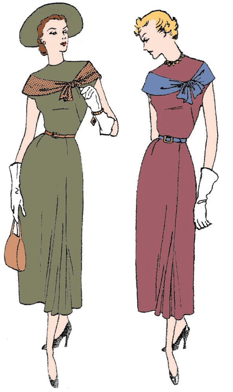 1940s Ladies Dress with Drape INSTANT DOWNLOAD Reproduction 1949 Sewing Pattern F2924 36 Inch Bust PDF Print At Home image 5