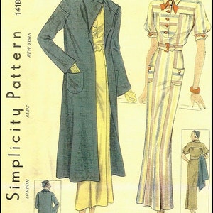 1930s Ladies Dress With Coat Reproduction 1934 Sewing Pattern T1418 36 Inch Bust image 6