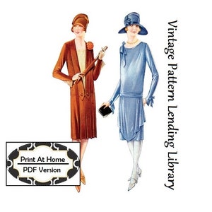 1920s Ladies Day Dress In Two Styles INSTANT DOWNLOAD Reproduction 1927 Sewing Pattern Z0579 36 Inch Bust PDF Print At Home image 1