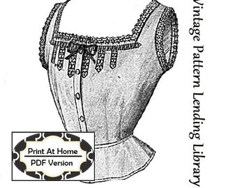 1912 Ladies Corset Cover - Instant Download - Reproduction Sewing Pattern #E0176 - 36 Inch Bust - Print At Home - PDF