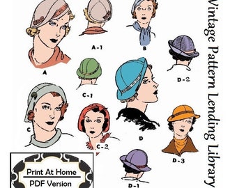 1930s Ladies Hats In Several Styles - INSTANT DOWNLOAD - Reproduction 1934 Sewing Pattern #H5685 - PDF - Print At Home