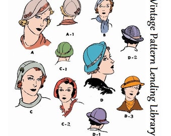 1930s Ladies Hats In Several Styles - Reproduction 1934 Sewing Pattern #H5685