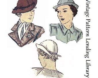 1930s Ladies Bowler Style Hat - Reproduction 1935 Sewing Pattern #H6993