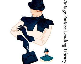 1930s Ladies Hat, Gloves, Collar And Purse Ensemble - Reproduction 1934 Sewing Pattern #H1353