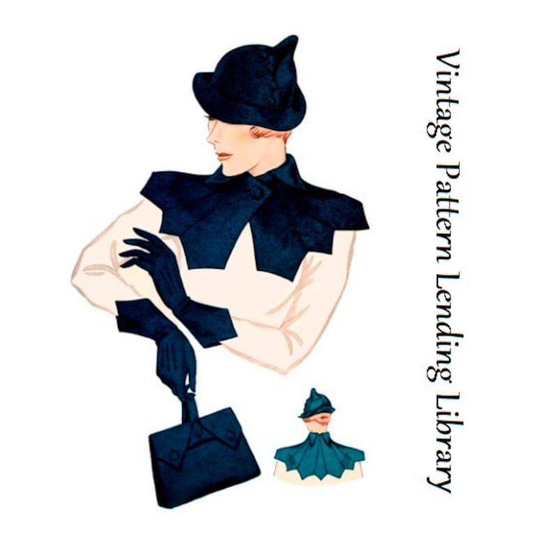 1930s Style Hats | Buy 30s Ladies Hats 1930s Ladies Hat Gloves Collar And Purse Ensemble - Reproduction 1934 Sewing Pattern #H1353 $14.00 AT vintagedancer.com