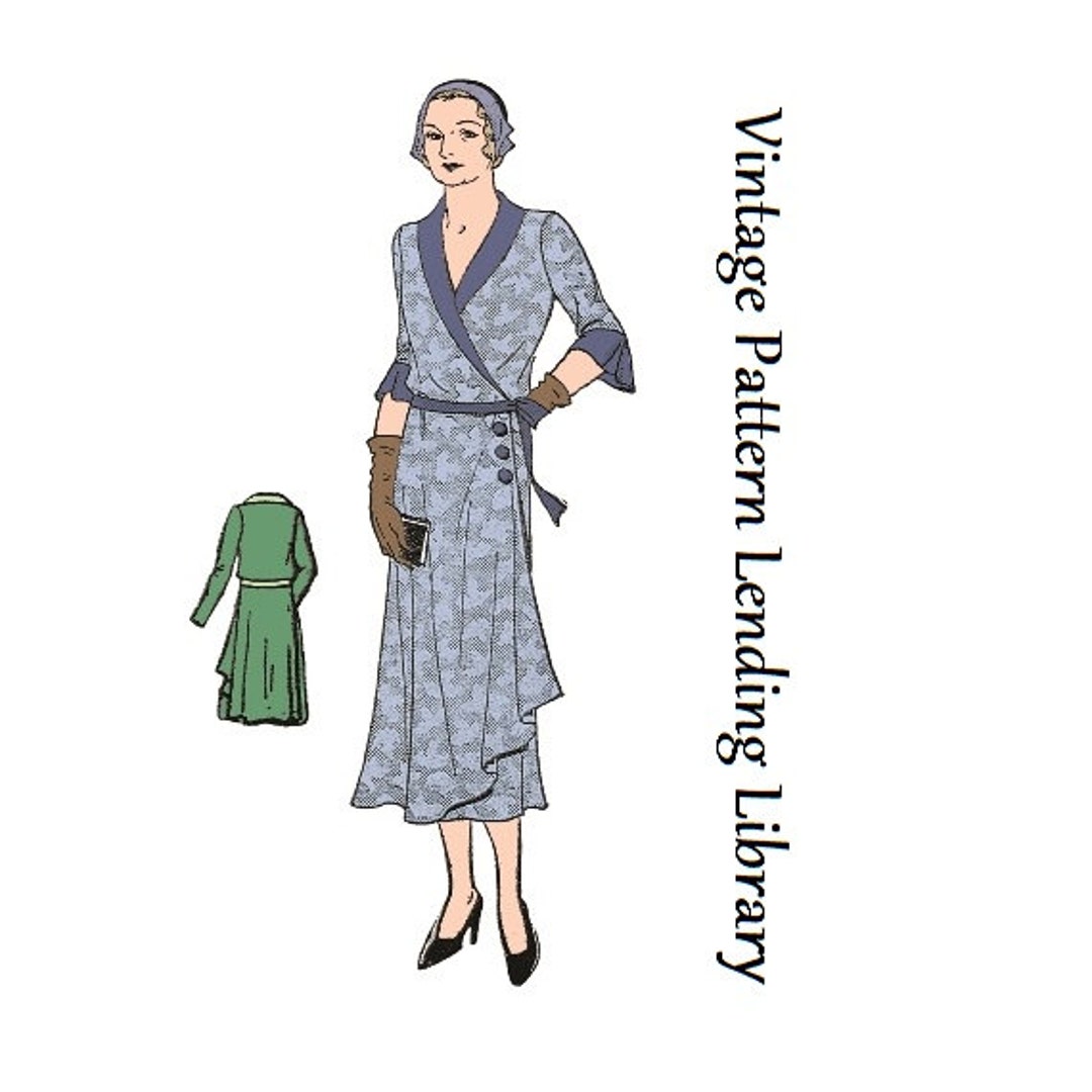 1930s Ladies Wrap Around Dress Reproduction Sewing Pattern T0337 36 ...