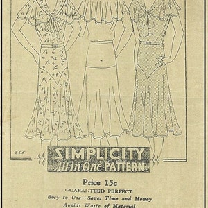 1930s Ladies Day Dress With Bertha INSTANT DOWNLOAD 0 Reproduction 1931-32 Sewing Pattern T0255 32-36 Inch Bust PDF Print At Home image 5