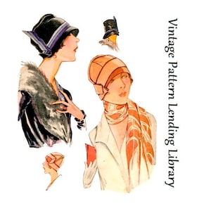 1920s Ladies Cloche Hat in Two Styles Reproduction 1927 Sewing Pattern H1603 image 1